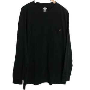 Dickies Shirt Adult Large Black Pocket Tee Long Sleeve Crew  neck Mens Workwear